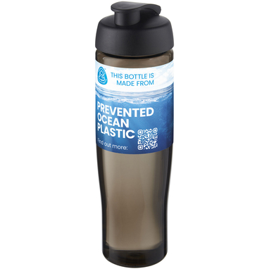 Спортивная бутылка H2O Active® Eco Tempo объемом 700 мл с откидывающейся крышкой, цвет сплошной черный, темно-серый - 21044890- Фото №2