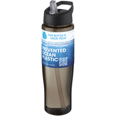 Спортивна пляшка H2O Active® Eco Tempo об'ємом 700 мл з кришкою-носиком, колір суцільний чорний, темно-сірий - 21044990- Фото №2