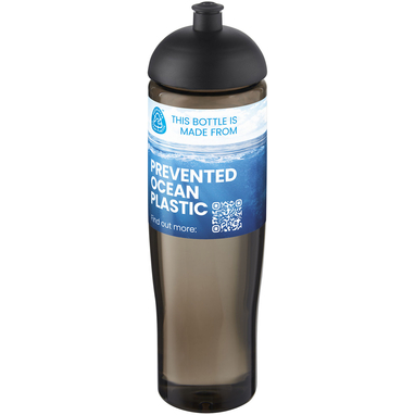 Спортивная бутылка H2O Active® Eco Tempo объемом 700 мл с куполообразной крышкой, цвет сплошной черный, темно-серый - 21045190- Фото №2