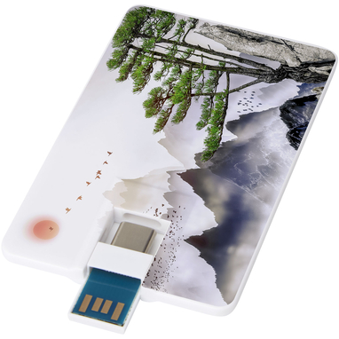 Duo Slim USB-накопитель емкостью 32ГБ и разъемами Type-C и USB-A 3.0, цвет белый - 12374901- Фото №2