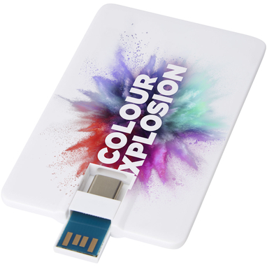 Duo Slim USB-накопитель емкостью 64ГБ и разъемами Type-C и USB-A 3.0, цвет белый - 12375001- Фото №2