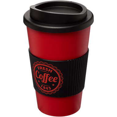 Americano® Термокружка об'ємом 350 мл, колір суцільний чорний, червоний - 22000299- Фото №2