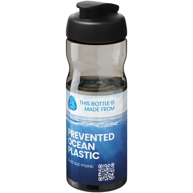 H2O Active® Eco Base Спортивная бутылка объемом 650 мл с откидывающейся крышкой, цвет сплошной черный, темно-серый - 22010090- Фото №2