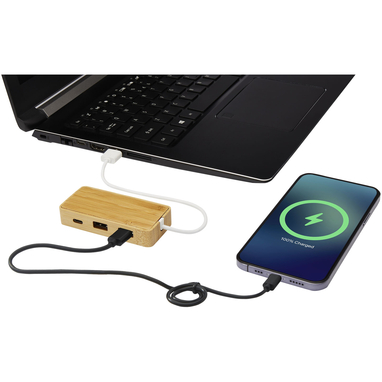USB-концентратор Tapas із бамбука, колір натуральний - 12430606- Фото №6