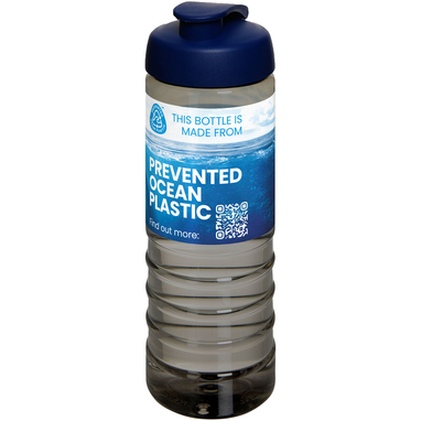 Спортивна пляшка H2O Active® Eco Treble об'ємом 750 мл із куполоподібною кришкою, колір темно-сірий, синій - 21047904- Фото №2