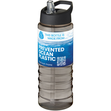Спортивная бутылка H2O Active® Eco Treble объемом 750 мл с куполообразной крышкой, цвет темно-серый, сплошной черный - 21048200- Фото №2