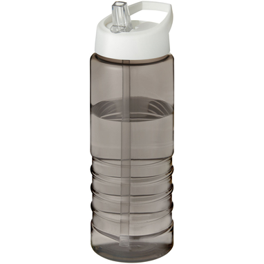 Спортивная бутылка H2O Active® Eco Treble объемом 750 мл с куполообразной крышкой, цвет темно-серый, белый - 21048201- Фото №1
