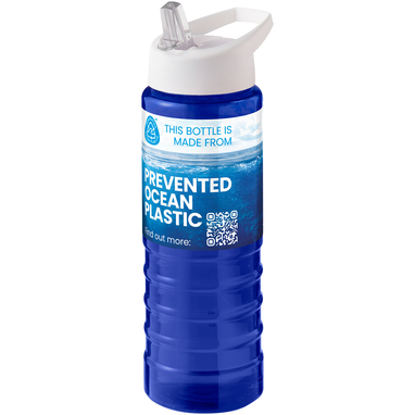 Спортивная бутылка H2O Active® Eco Treble объемом 750 мл с куполообразной крышкой, цвет cиний, белый - 21048204- Фото №2