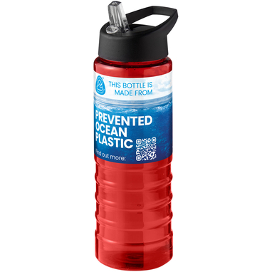 Спортивна пляшка H2O Active® Eco Treble об'ємом 750 мл із куполоподібною кришкою, колір червоний, суцільний чорний - 21048206- Фото №2