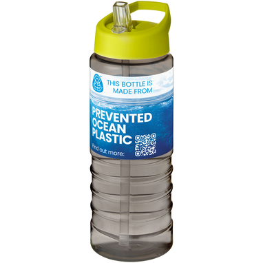 Спортивная бутылка H2O Active® Eco Treble объемом 750 мл с куполообразной крышкой, цвет темно-серый, лайм - 21048209- Фото №2