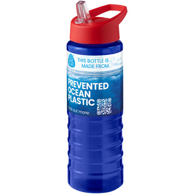 Спортивная бутылка H2O Active® Eco Treble объемом 750 мл с куполообразной крышкой cиний, красный - 21048210- Фото №2