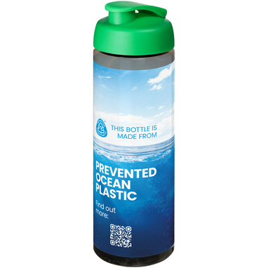 Спортивна пляшка H2O Active® Eco Vibe об'ємом 850 мл з кришкою, що відкидається, колір темно-сірий, зелений - 21048303- Фото №2