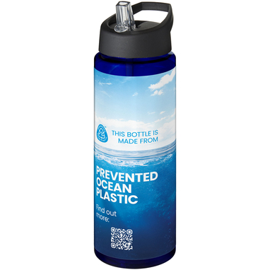 Спортивная бутылка H2O Active® Eco Vibe объемом 850 мл с крышкой-носиком, цвет cиний, сплошной черный - 21048606- Фото №2