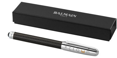 Ручка-роллер со стилусом, цвет сплошной черный, серебряный - 10641200- Фото №2