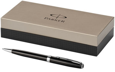 Кулькова ручка Sonnet, колір суцільний чорний, срібний - 10650000- Фото №1