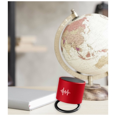 Динамик с карабином-кольцом SCX.design S26 с подсветкой логотипа, цвет красный, сплошной черный - 2PX02421- Фото №4 Динамик с карабином-кольцом SCX.design S26 с подсветкой логотипа, цвет красный, сплошной черный - 2PX02421- Фото №4