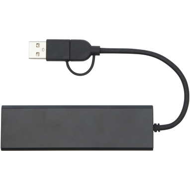Концентратор USB 2.0 Rise RCS из переработанного алюминия, цвет черный - 12434490- Фото №4