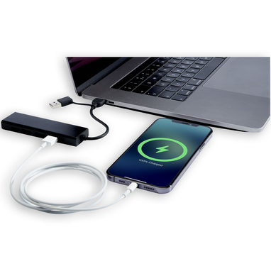 Концентратор USB 2.0 Rise RCS из переработанного алюминия, цвет черный - 12434490- Фото №6