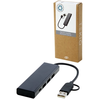Концентратор USB 2.0 Rise RCS из переработанного алюминия, цвет черный - 12434490- Фото №7