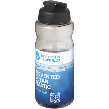 H2O Active® Eco Big Base спортивная бутылка с откидной крышкой объемом 1 литр, цвет черный - 21017884- Фото №2