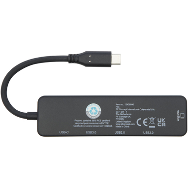 Мультимедийный адаптер Loop RCS из переработанного пластика USB 2.0-3.0 с портом HDMI, цвет черный - 12436890- Фото №5
