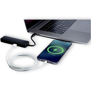 Мультимедийный адаптер Loop RCS из переработанного пластика USB 2.0-3.0 с портом HDMI, цвет черный - 12436890- Фото №6