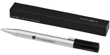Кулькова ручка Voyager, колір срібний, суцільний чорний - 10653402- Фото №3
