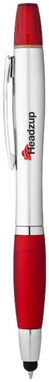 Шариковая ручка-стилус с маркером Nash, цвет серебряный, красный - 10658102- Фото №2