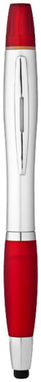 Шариковая ручка-стилус с маркером Nash, цвет серебряный, красный - 10658102- Фото №3