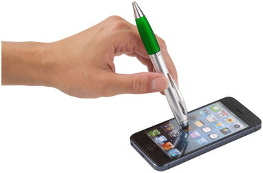 Шариковая ручка-стилус Nash, цвет серебряный, зеленый - 10678502- Фото №3