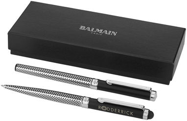 Набір ручок Empire Duo, колір срібний, чорний матовий - 10689900- Фото №2
