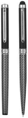 Набір ручок Empire Duo, колір срібний, чорний матовий - 10689900- Фото №4
