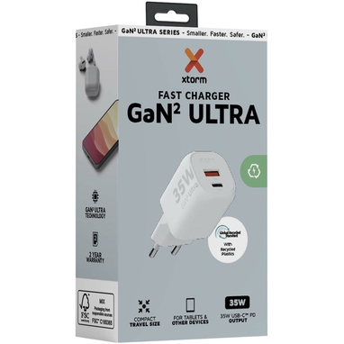 Xtorm XEC035 GaN² Ultra сетевое зарядное устройство мощностью 35 Вт, цвет белый - 12439401- Фото №3