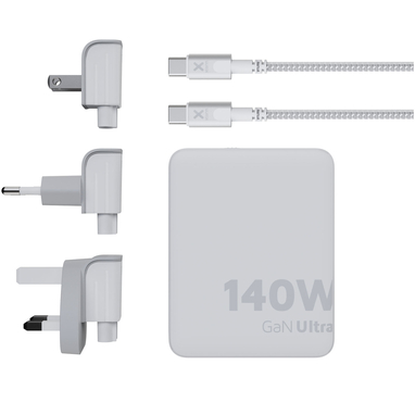 Xtorm XVC2140 GaN Ultra дорожное зарядное устройство мощностью 140 Вт с кабелем USB-C PD мощностью 240 Вт, цвет белый - 12439701- Фото №8 Xtorm XVC2140 GaN Ultra дорожное зарядное устройство мощностью 140 Вт с кабелем USB-C PD мощностью 240 Вт, цвет белый - 12439701- Фото №8