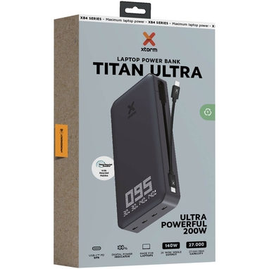 Xtorm XB403 Titan Ultra портативное зарядное устройство для ноутбука емкостью 27 000 мАч и мощностью 200 Вт, цвет сплошной черный - 12440690- Фото №3