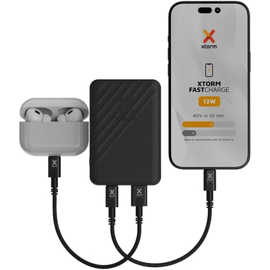 Xtorm Go2 портативное зарядное устройство с быстрой зарядкой, 12 Вт, 5000 мАч, цвет сплошной черный - 12440990- Фото №5