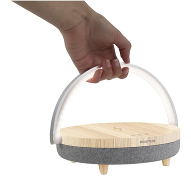 Prixton динамік Bluetooth® 4-в-1 потужністю 10 Вт зі світлодіодним підсвічуванням та базою для бездротової зарядки, колір дерево - 2PA16071- Фото №5