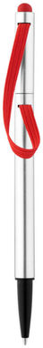 Кулькова ручка Stretch, колір срібний, червоний - 10699402- Фото №1