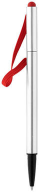 Кулькова ручка Stretch, колір срібний, червоний - 10699402- Фото №4