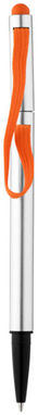 Кулькова ручка Stretch, колір срібний, оранжевий - 10699404- Фото №1