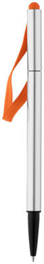 Кулькова ручка Stretch, колір срібний, оранжевий - 10699404- Фото №5
