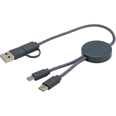 Citala кабель 5-в-1 из переработанной пластмассы длиной 30 см для синхронизации данных и быстрой зарядки мощностью 27 Вт, цвет синий - 12442755- Фото №6