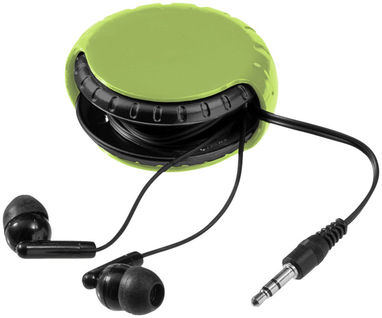 Навушники Windi з чохлом для проводу, колір зелений, суцільний чорний - 10822408- Фото №1