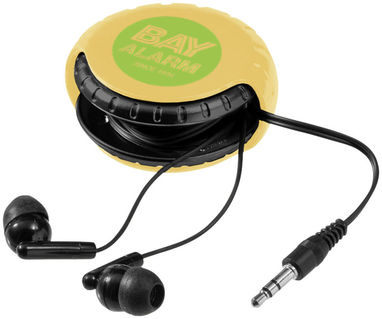 Навушники Windi з чохлом для проводу, колір жовтий, суцільний чорний - 10822410- Фото №3
