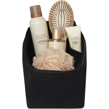 Органайзер для туалетного приладдя з переробленого матеріалу Pack500 г/м² Aware™, колір чорний - 12074690- Фото №4 Органайзер для туалетного приладдя з переробленого матеріалу Pack500 г/м² Aware™, колір чорний - 12074690- Фото №4