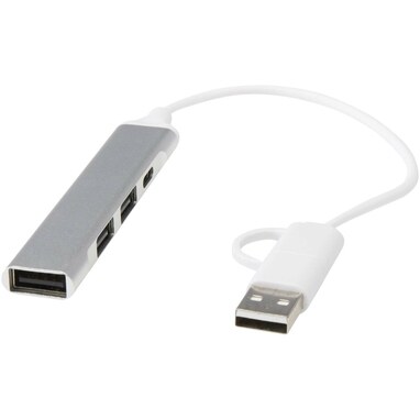 Alkaid 4-портовый концентратор USB-A и Type-C из переработанного алюминия с двумя входами серебряный - 12446981- Фото №1