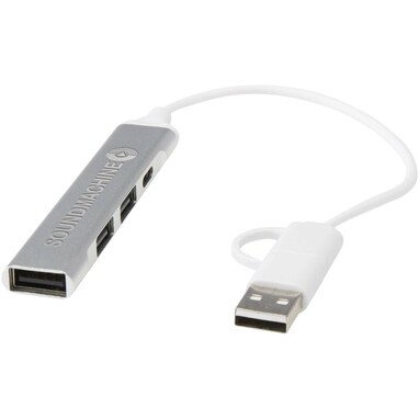 Alkaid 4-портовый концентратор USB-A и Type-C из переработанного алюминия с двумя входами серебряный - 12446981- Фото №2