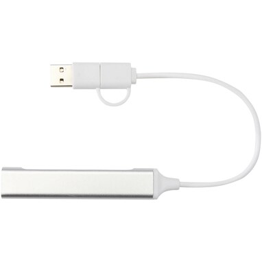 Alkaid 4-портовый концентратор USB-A и Type-C из переработанного алюминия с двумя входами серебряный - 12446981- Фото №4