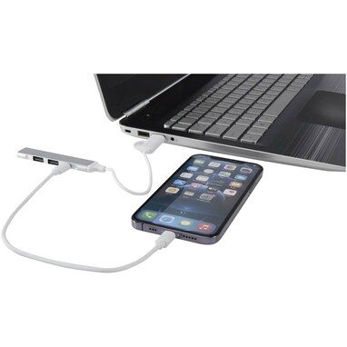 Alkaid 4-портовый концентратор USB-A и Type-C из переработанного алюминия с двумя входами серебряный - 12446981- Фото №5