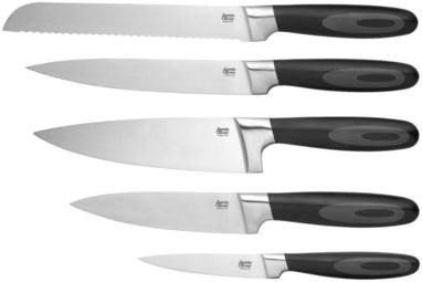 Набір з 5-ти ножів на підставці, колір суцільний чорний - 11226100- Фото №5